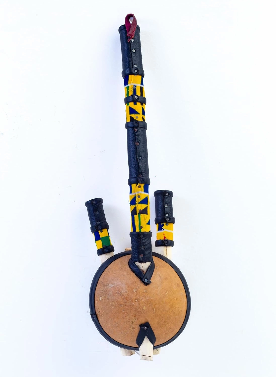 In Ghana Authentic Calabash Gourd Black Kologo Wooden Traditional Miniature Guitar Toy Musical Instrument Decor Piece (S)