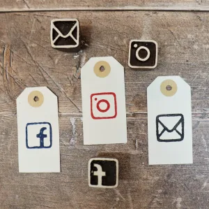 Indian Wooden Blocks - Social Media Symbols