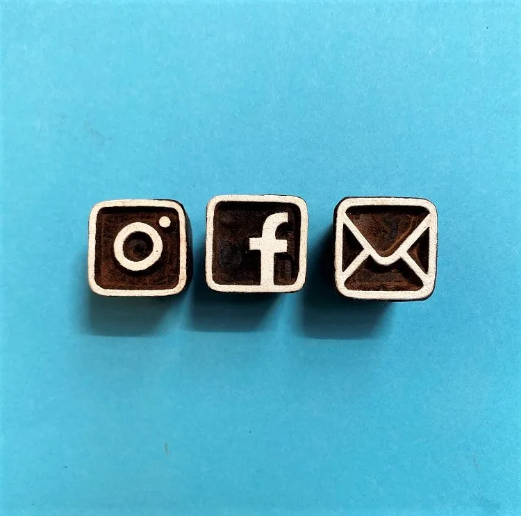 Indian Wooden Blocks - Social Media Symbols