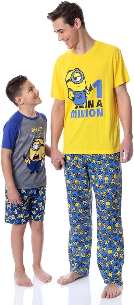INTIMO Despicable Me Boys' Minions Bello? Raglan Sleep Pajama Set Shorts Shirt
