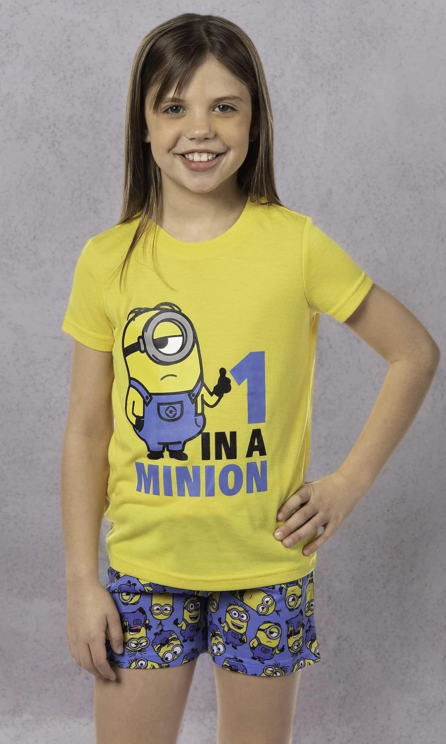 INTIMO Despicable Me Girls' Movie Minions 1 In A Minion Sleep Pajama Set Shorts