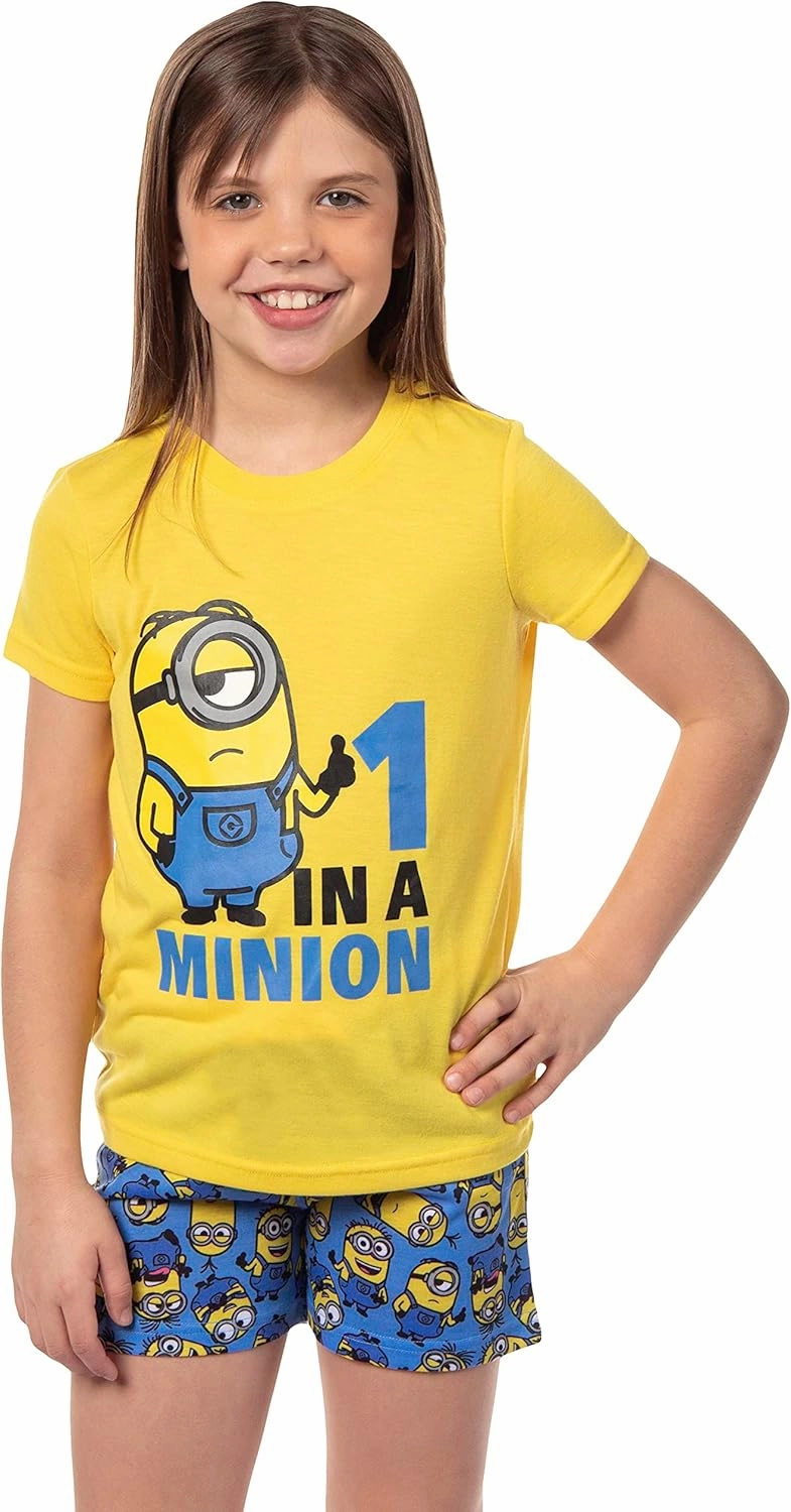 INTIMO Despicable Me Girls' Movie Minions 1 In A Minion Sleep Pajama Set Shorts