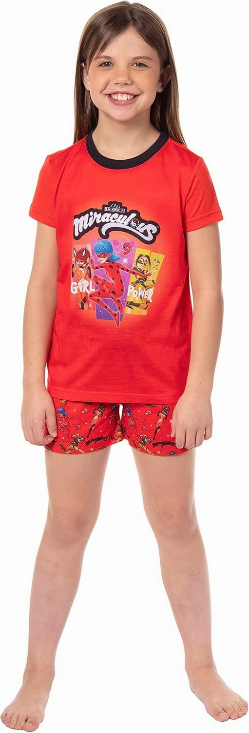 INTIMO Miraculous: Tales of Ladybug & Cat Noir Girls' Sleep Pajama Set Shorts
