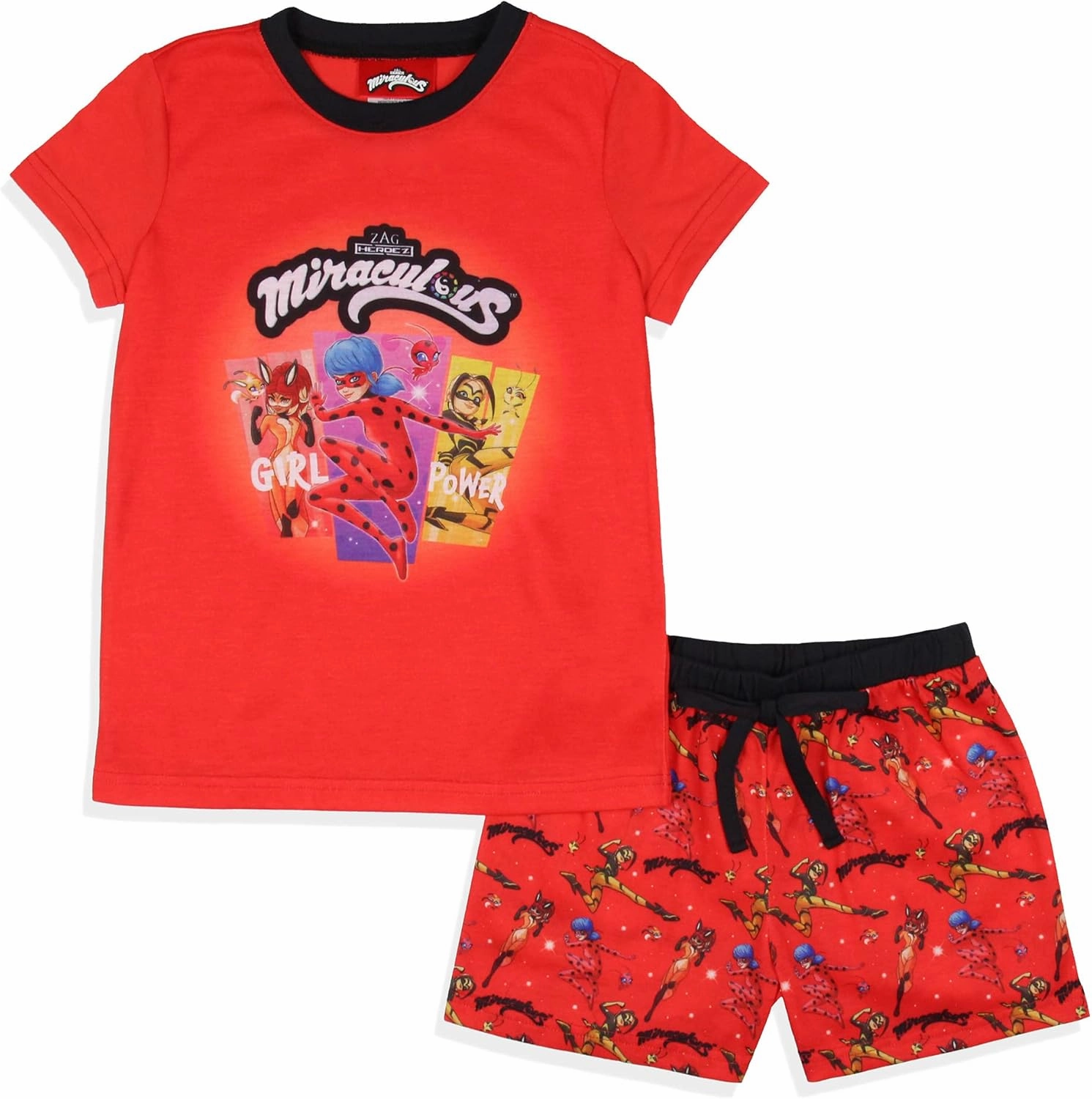 INTIMO Miraculous: Tales of Ladybug & Cat Noir Girls' Sleep Pajama Set Shorts