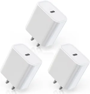 iPhone 16/15 Fast Charger Block,【3Pack】20W USB C Wall Charger Block Super Fast Charging Blocks Plug Bricks PD Type C Adapter for Apple iPhone 16 Pro Max/15 Plus/14/13/12/11/X/AirPods/iPad Pro/Air/Mini