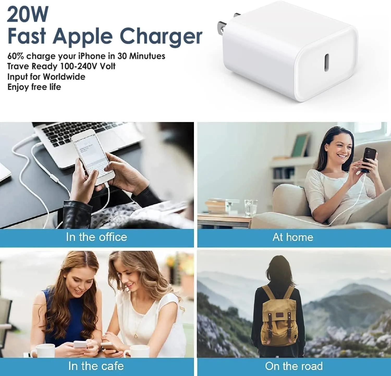 iPhone 16/15 Fast Charger Block,【3Pack】20W USB C Wall Charger Block Super Fast Charging Blocks Plug Bricks PD Type C Adapter for Apple iPhone 16 Pro Max/15 Plus/14/13/12/11/X/AirPods/iPad Pro/Air/Mini