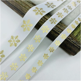 Ivory Satin,Christmas Ribbons, Stain Wrap Ribbon Christmas Day Decorative Ribbon Christmas Ribbon Printing Grosgrain Ribbon(White,10mm 5yards)