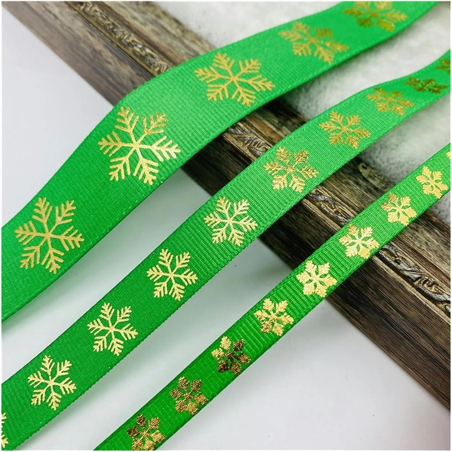Ivory Satin,Christmas Ribbons, Stain Wrap Ribbon Christmas Day Decorative Ribbon Christmas Ribbon Printing Grosgrain Ribbon(White,10mm 5yards)