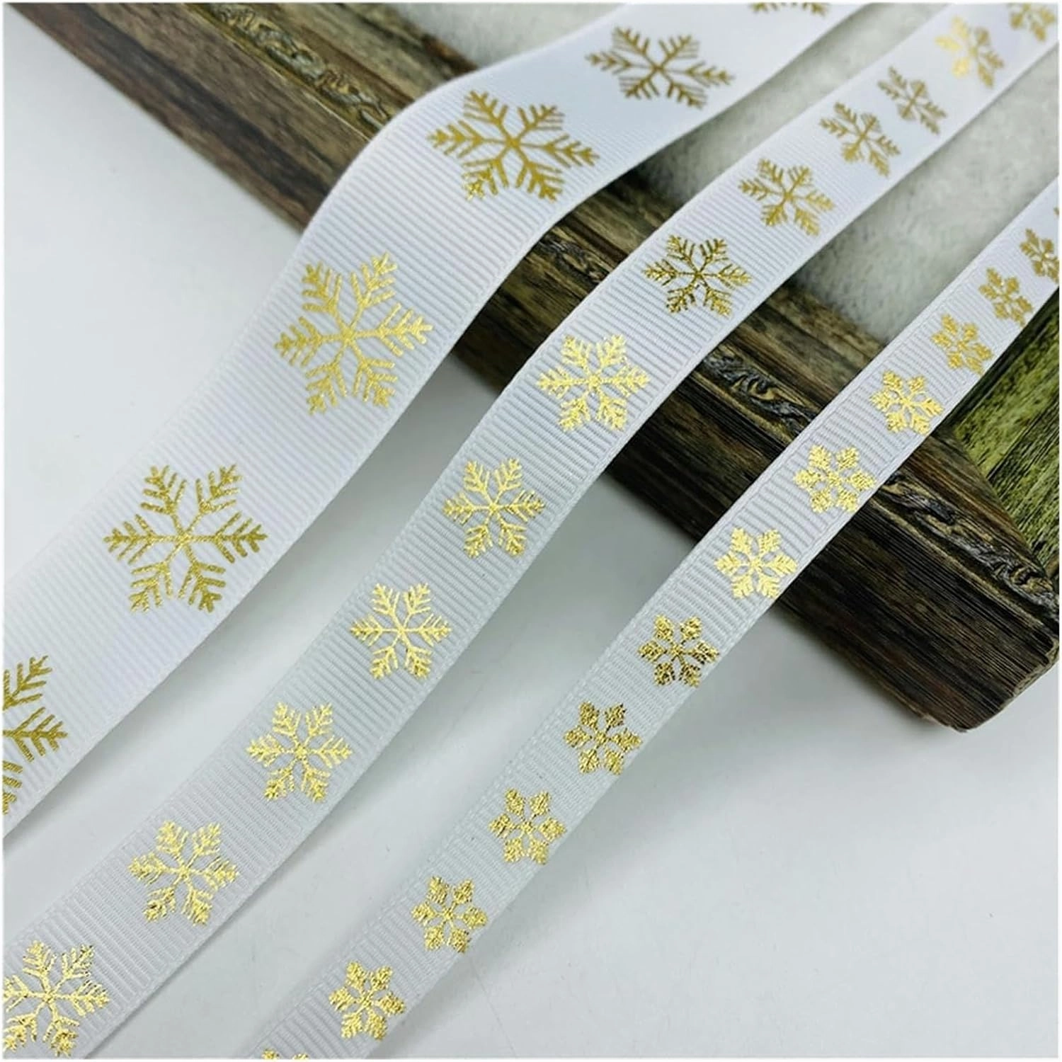 Ivory Satin,Christmas Ribbons, Stain Wrap Ribbon Christmas Day Decorative Ribbon Christmas Ribbon Printing Grosgrain Ribbon(White,10mm 5yards)
