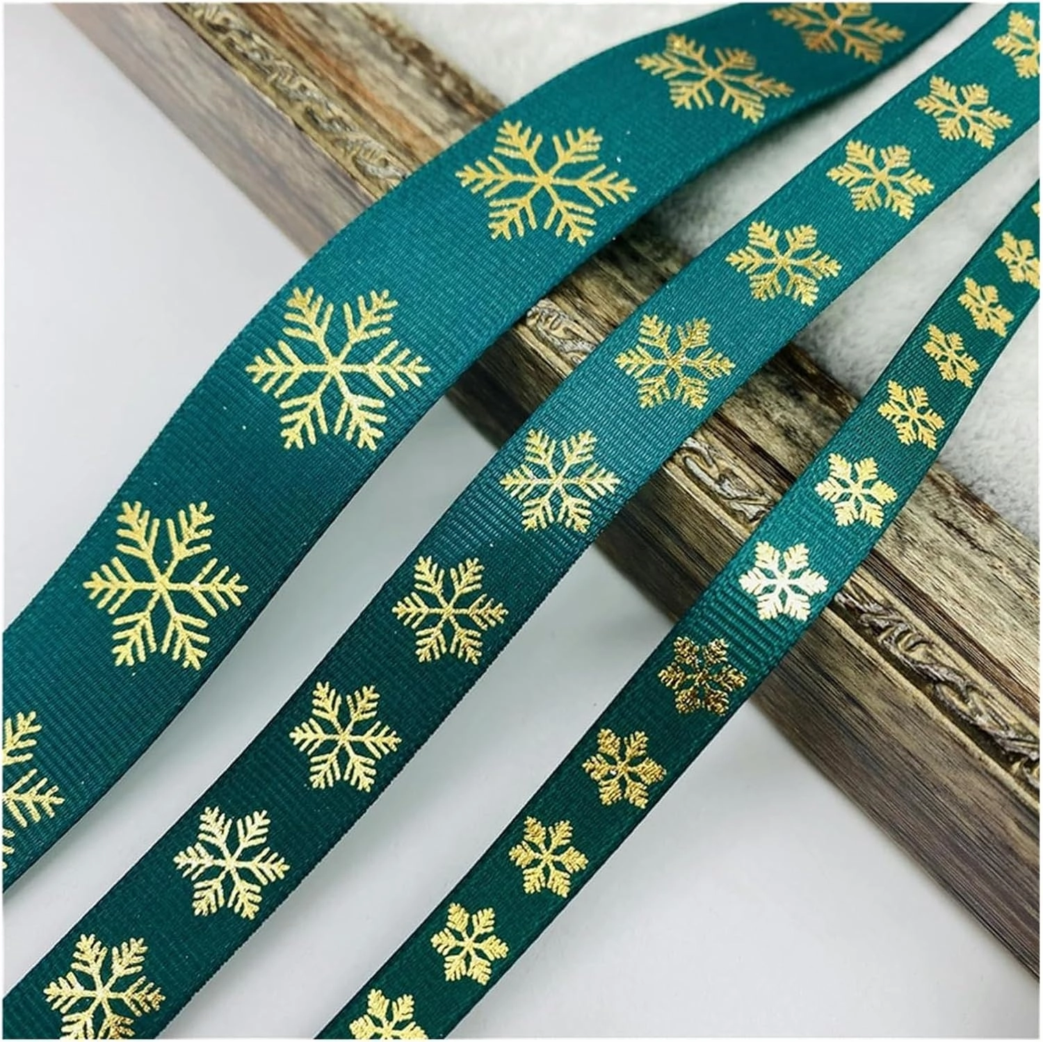 Ivory Satin,Christmas Ribbons, Stain Wrap Ribbon Christmas Day Decorative Ribbon Christmas Ribbon Printing Grosgrain Ribbon(White,10mm 5yards)