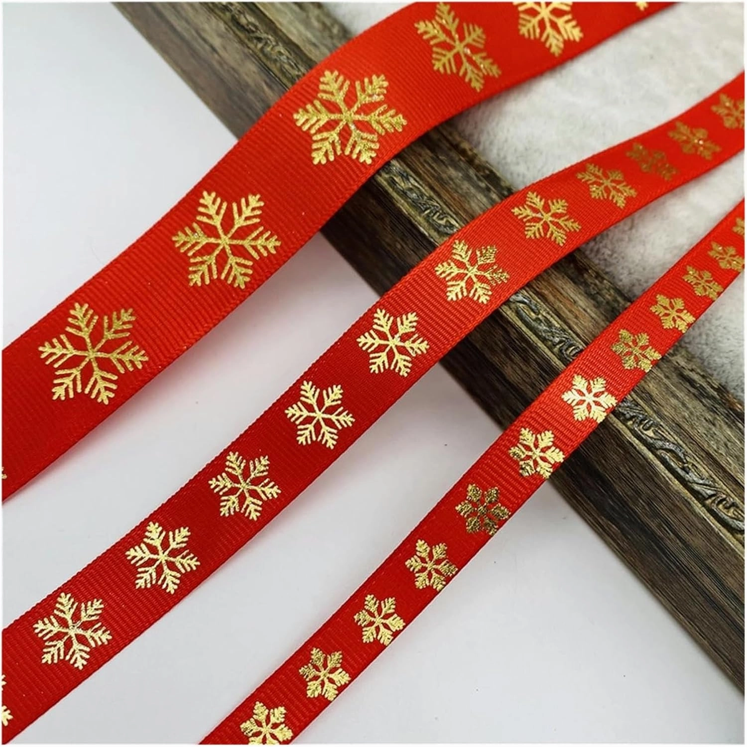 Ivory Satin,Christmas Ribbons, Stain Wrap Ribbon Christmas Day Decorative Ribbon Christmas Ribbon Printing Grosgrain Ribbon(White,10mm 5yards)