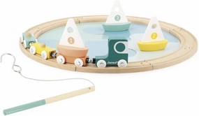 Janod - Bolid FSC Wood and Cardboard Sailboat Track - Early-Years Toy - 1 Circuit   4-Piece Puzzle   8 Accessories - 2 Years  , J04629