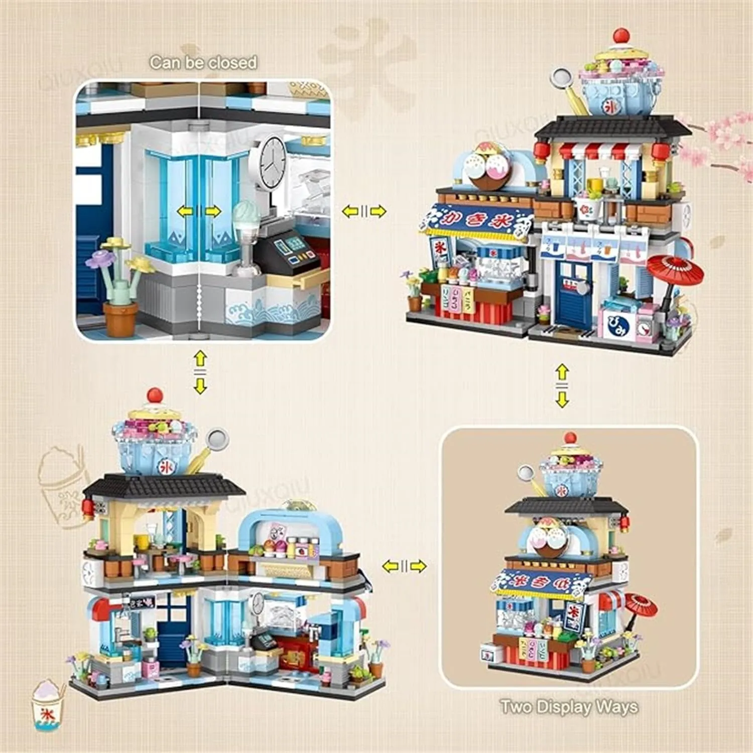 Japanese Street View Ice Drink Shop Mini Building Blocks, 668 PCS Mini Bricks MOC Creative Toy Building Sets for Boys and Girls 6-12 Years Old Ideal Gift for Kids & Adults