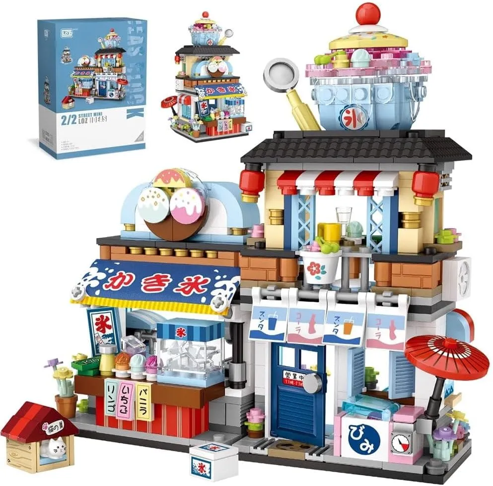 Japanese Street View Ice Drink Shop Mini Building Blocks, 668 PCS Mini Bricks MOC Creative Toy Building Sets for Boys and Girls 6-12 Years Old Ideal Gift for Kids & Adults