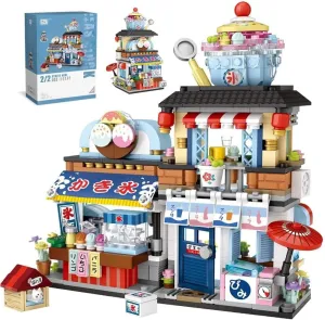 Japanese Street View Ice Drink Shop Mini Building Blocks, 668 PCS Mini Bricks MOC Creative Toy Building Sets for Boys and Girls 6-12 Years Old Ideal Gift for Kids & Adults