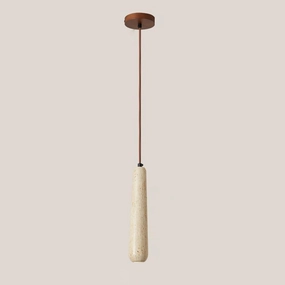 Japanese Style Pendant Light Wood Pendant Light with Natural Stone Shade Walnut Wood Dome Kitchen Island Dining Room Hanging Lamp Kit Yellow Travertine Pendant Lighting G9 Base (D)