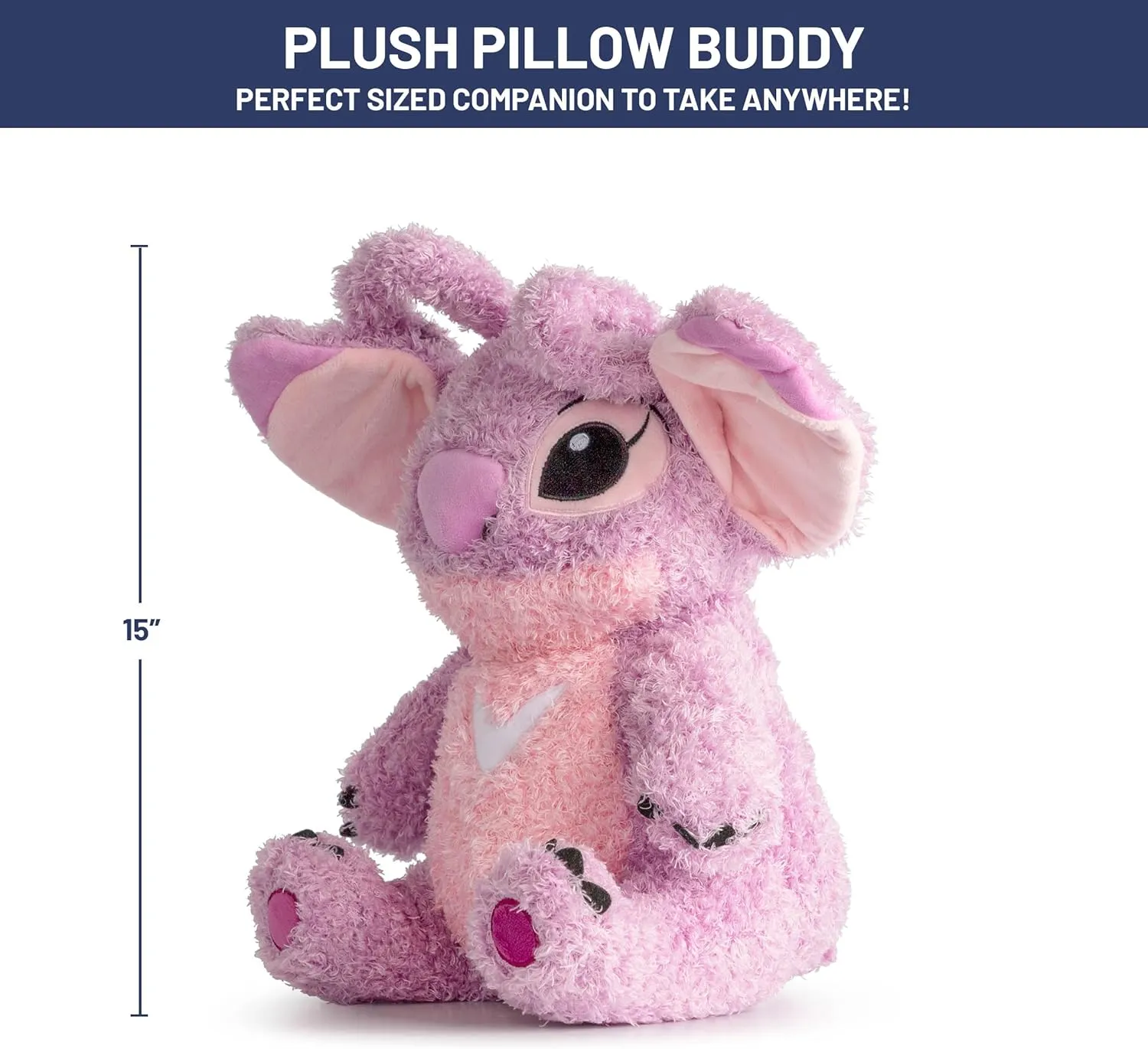 Jay Franco Disney Plush Pillow Buddy - Soft Plushie Stuffed Pillow, 15 Inches, Pink - Angel