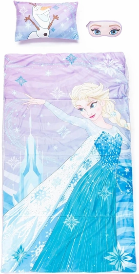 Jay Franco Disney Frozen Let It Go 3 Piece Sleepover Set - Cozy & Warm Slumber Bag with Pillow & Eye Mask