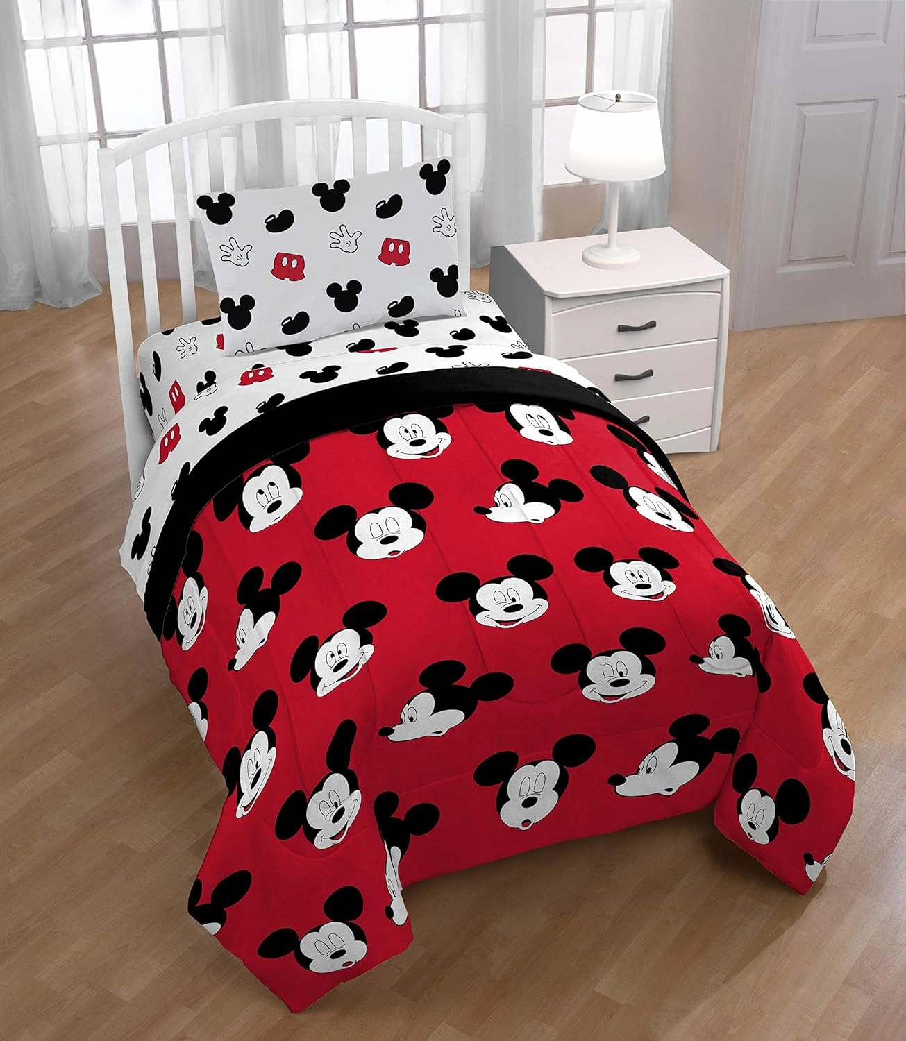 Jay Franco Disney Mickey Mouse Cute Faces Twin Sheet Set - Super Soft and Cozy Kid’s Bedding - Fade Resistant Polyester Microfiber Sheets (Official Disney Product)
