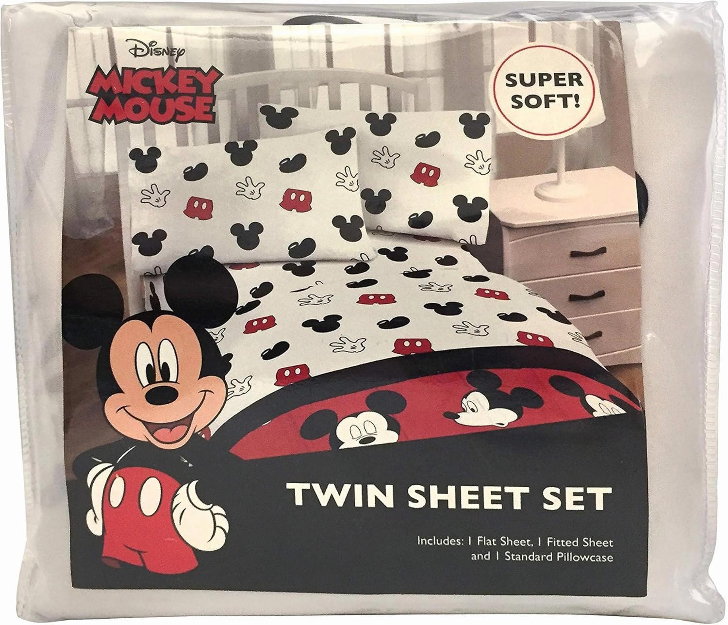Jay Franco Disney Mickey Mouse Cute Faces Twin Sheet Set - Super Soft and Cozy Kid’s Bedding - Fade Resistant Polyester Microfiber Sheets (Official Disney Product)