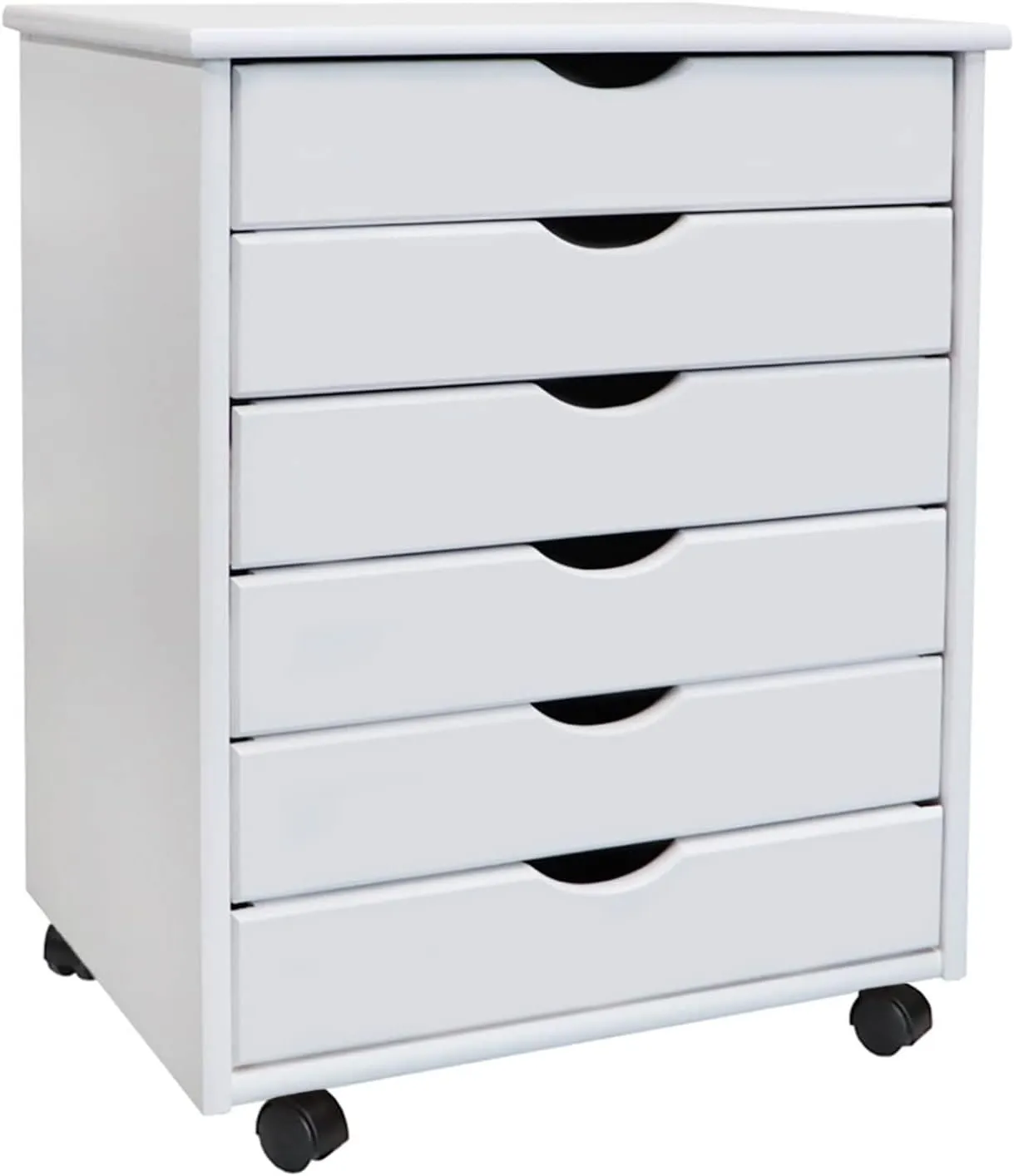 Jela Original Roll Cart, Solid Wood, 6 Drawer Extra Wide Drawers Roll Carts, White