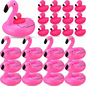 Jerify 12 Set Rubber Flamingo Ducks with Swim Ring Pink Flamingo Bath Floating Toys Car Dashboard Decoration Swimming Pool Ornament for Shower Summer Birthday Party Favors
