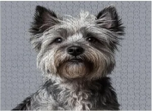Jigsaw Puzzles Wooden Jigsaw Toy Family Game Wall Decor for Adults Teens,Grey Cairn Terrier Small Dog Fluffy Fur Expressive Eyes Pointed Ears