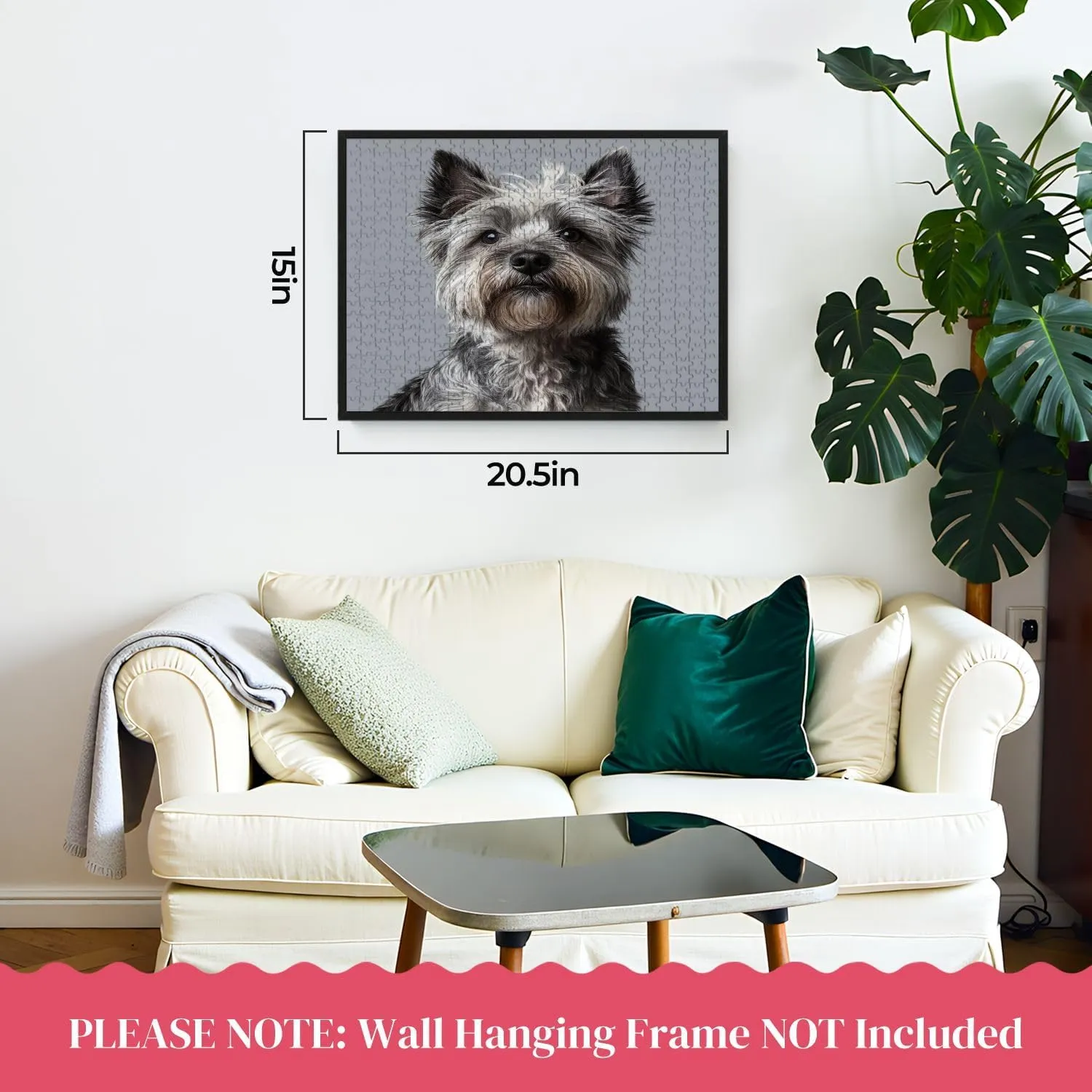 Jigsaw Puzzles Wooden Jigsaw Toy Family Game Wall Decor for Adults Teens,Grey Cairn Terrier Small Dog Fluffy Fur Expressive Eyes Pointed Ears