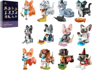 JMBricklayer Animals Building Set for Kids, 12 Mini Dog&Cat Party Favor Building Blocks, Party Favors Small Toys for Birthday Party, Goodie Bags, Classroom Prizes, Gifts for Boy Girl Aged 8,9,10,11 