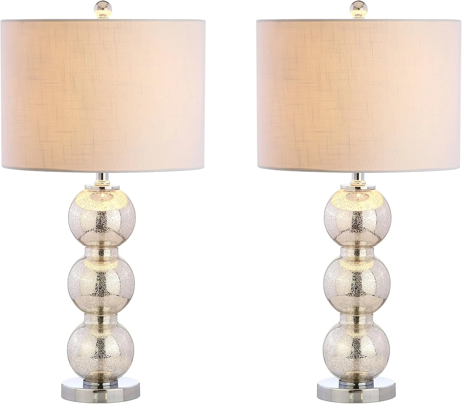 JONATHAN Y JYL1070B-SET2 Set of 2 Table Lamps Bella 27" Glass Triple-Sphere LED Table Lamp Contemporary Bedside Desk Nightstand Lamp for Bedroom Living Room Office, Mercury Silver/Chrome