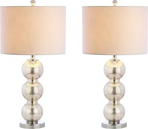 JONATHAN Y JYL1070B-SET2 Set of 2 Table Lamps Bella 27" Glass Triple-Sphere LED Table Lamp Contemporary Bedside Desk Nightstand Lamp for Bedroom Living Room Office, Mercury Silver/Chrome
