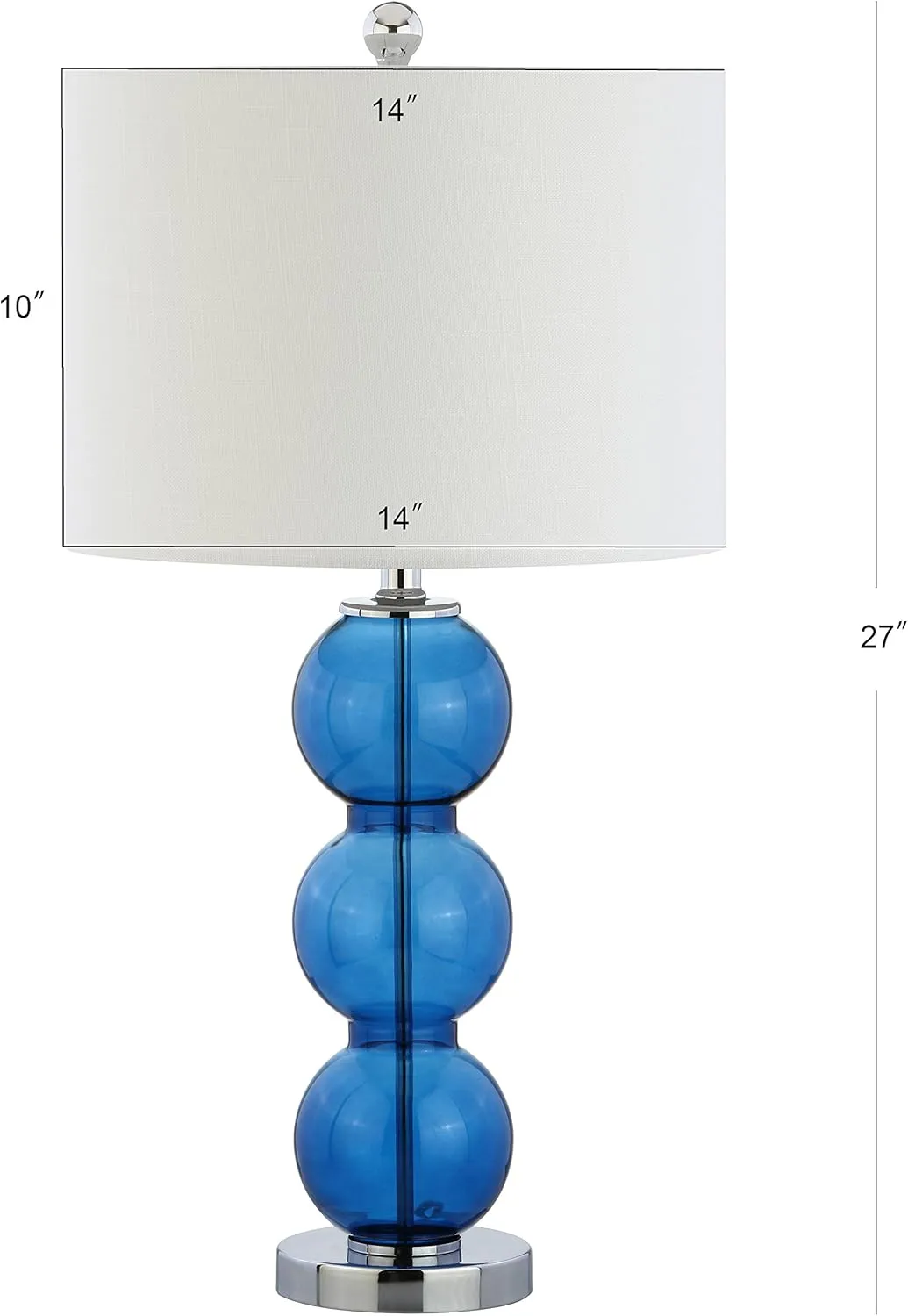 JONATHAN Y JYL1070E-SET2 Set of 2 Table Lamps Bella 27" Glass Triple-Sphere LED Table Lamp Contemporary Bedside Desk Nightstand Lamp for Bedroom Living Room Office College Bookcase, Cobalt Blue