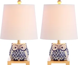 JONATHAN Y JYL3014A-SET2 Justina 16" Ceramic Mini Table Lamp(Set of 2) Cottage,Transitional for Bedroom, Living Room, Office, College Dorm, Coffee Table, Bookcase, Blue/White