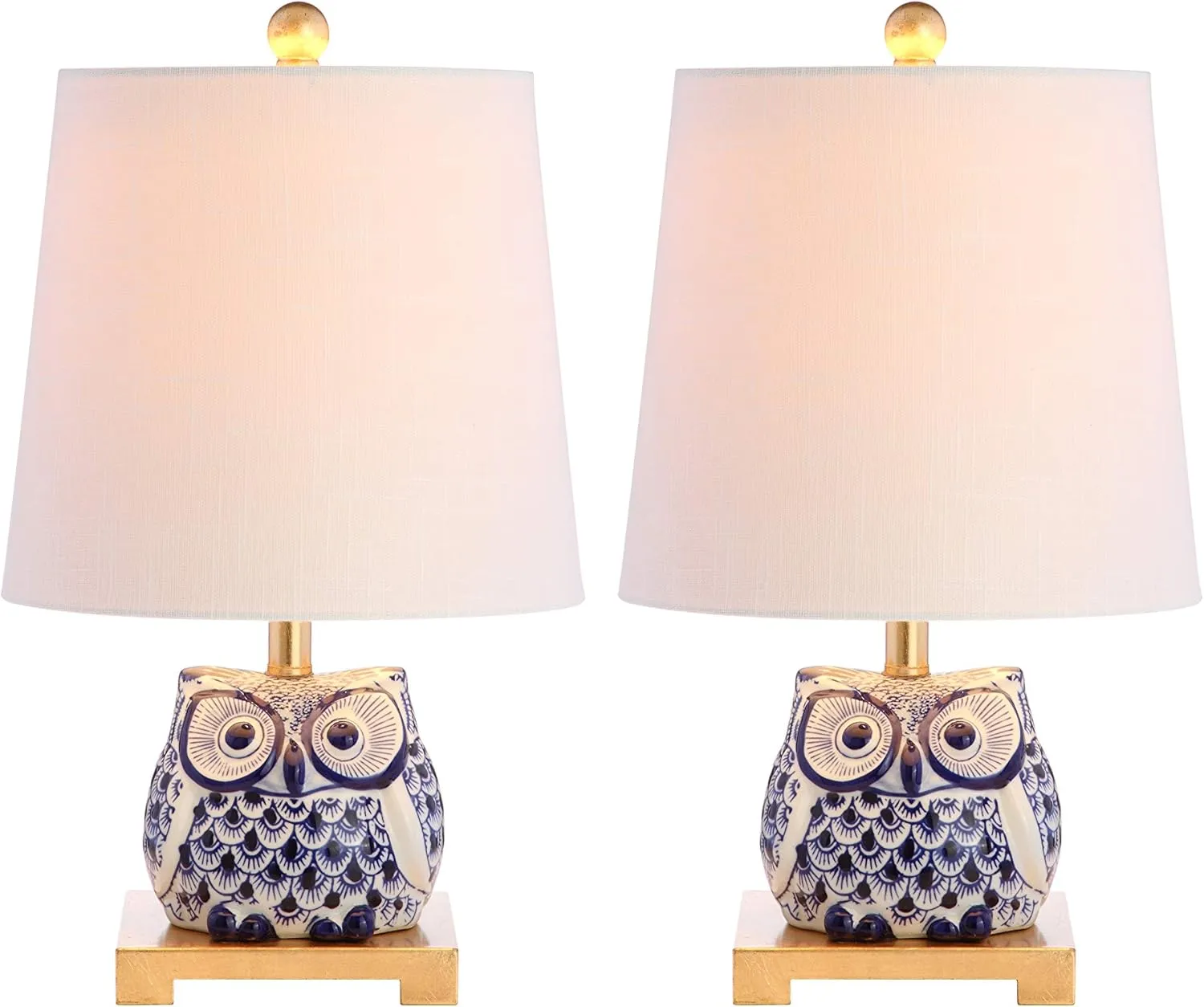 JONATHAN Y JYL3014A-SET2 Justina 16" Ceramic Mini Table Lamp(Set of 2) Cottage,Transitional for Bedroom, Living Room, Office, College Dorm, Coffee Table, Bookcase, Blue/White