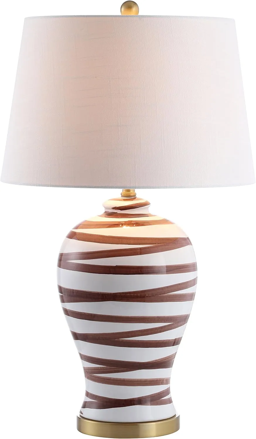 JONATHAN Y JYL3016B Joelie 29" Ceramic LED Table Lamp Contemporary Transitional Bedside Desk Nightstand Lamp for Bedroom Living Room Office College Bookcase LED Bulb Included, Brown/White
