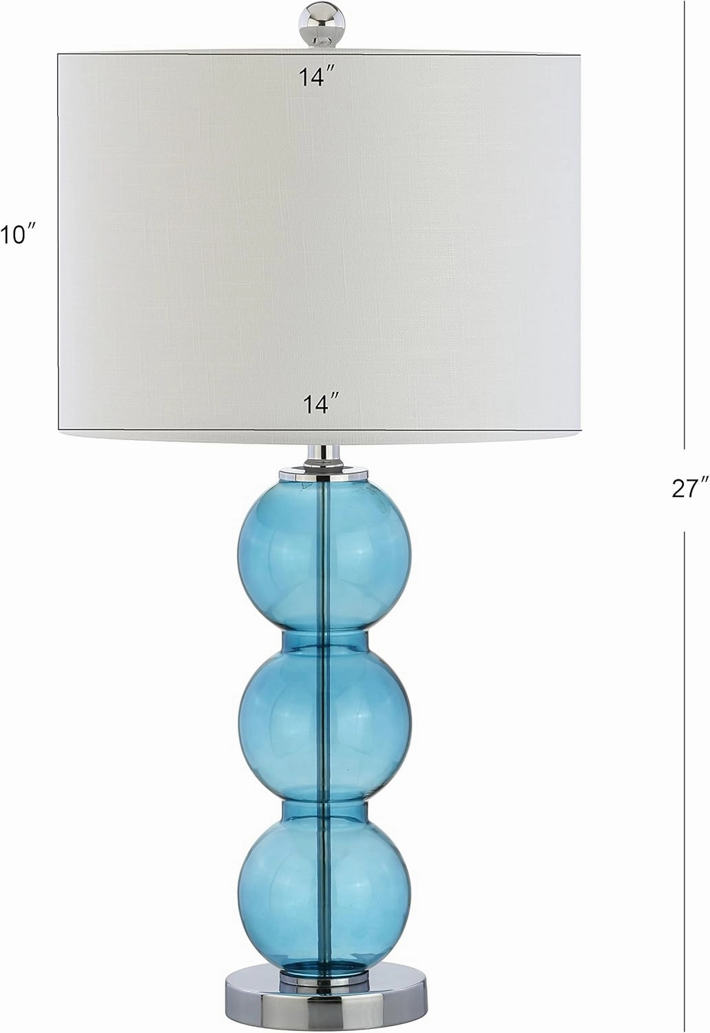 JONATHAN Y JYL1070C-SET2 Set of 2 Table Lamps Bella 27" Glass Triple-Sphere LED Table Lamp Contemporary Bedside Desk Nightstand Lamp for Bedroom Living Room Office College Bookcase, Sky Blue/Chrome