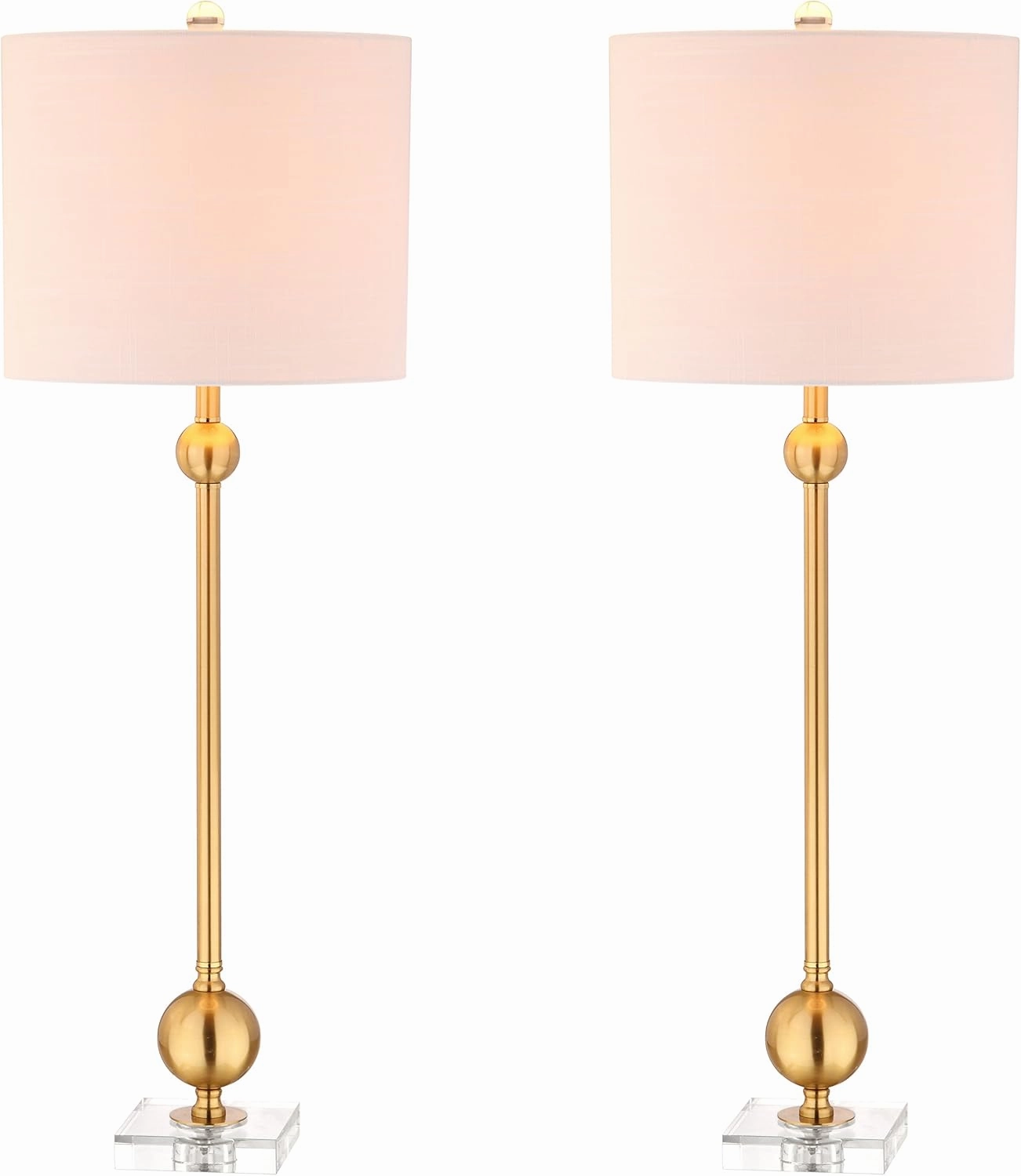 JONATHAN Y JYL2010A-SET2 Set of 2 Table Lamps Hollis 34" Metal LED Table Lamp Modern Contemporary Glam Bedside Desk Nightstand Lamp for Bedroom Living Room Office College Bookcase, Brass