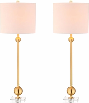 JONATHAN Y JYL2010A-SET2 Set of 2 Table Lamps Hollis 34" Metal LED Table Lamp Modern Contemporary Glam Bedside Desk Nightstand Lamp for Bedroom Living Room Office College Bookcase, Brass