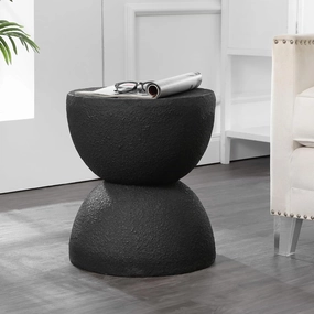 JONATHAN Y TBL1100B Greta 18" Mid-Century Modern Drum Indoor/Outdoor Accent Table, Modern, Contemporary, Minimalist, Scandinavian, Classic, Patio, Garden Room, Bathroom, Living Room, Black