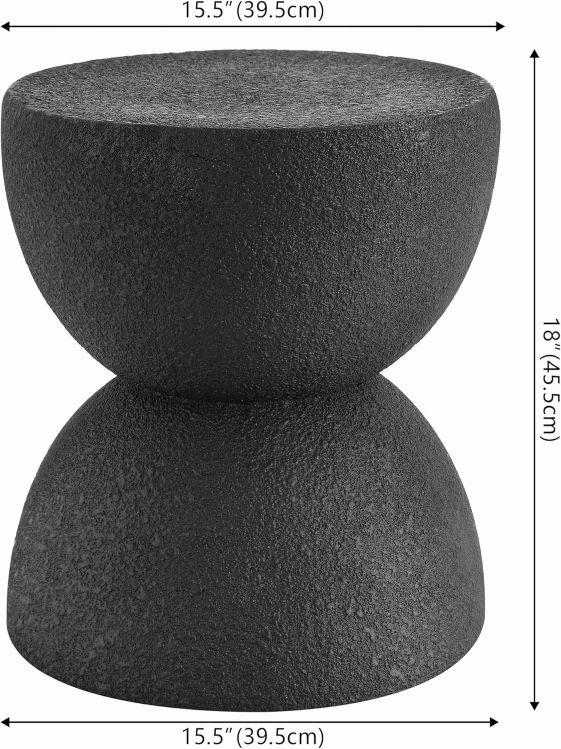 JONATHAN Y TBL1100B Greta 18" Mid-Century Modern Drum Indoor/Outdoor Accent Table, Modern, Contemporary, Minimalist, Scandinavian, Classic, Patio, Garden Room, Bathroom, Living Room, Black