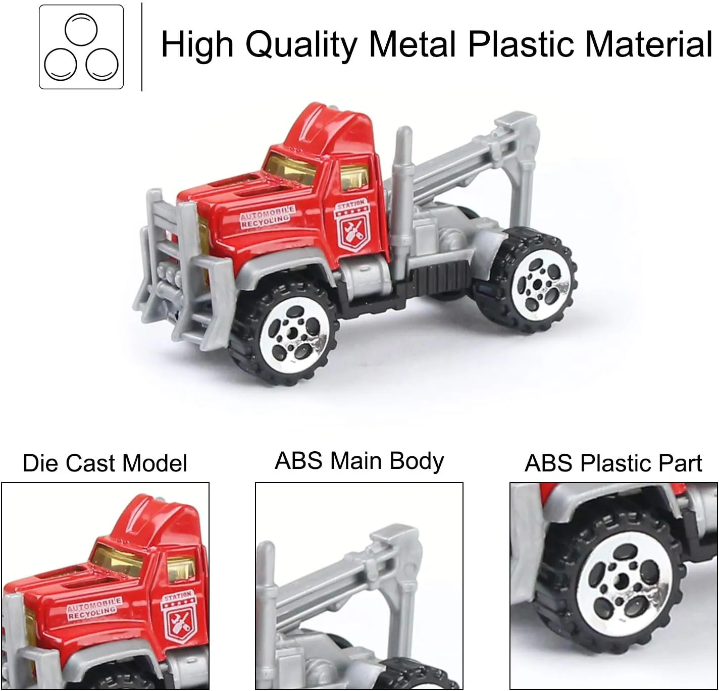 Joyfia 10 in 1 Fire Truck Toys, Mini Die-cast Fire Engine Car Toy Set in Carrier Truck, Rescue Emergency Double Side Transport Vehicle for 3 Years Old Boys and Girls