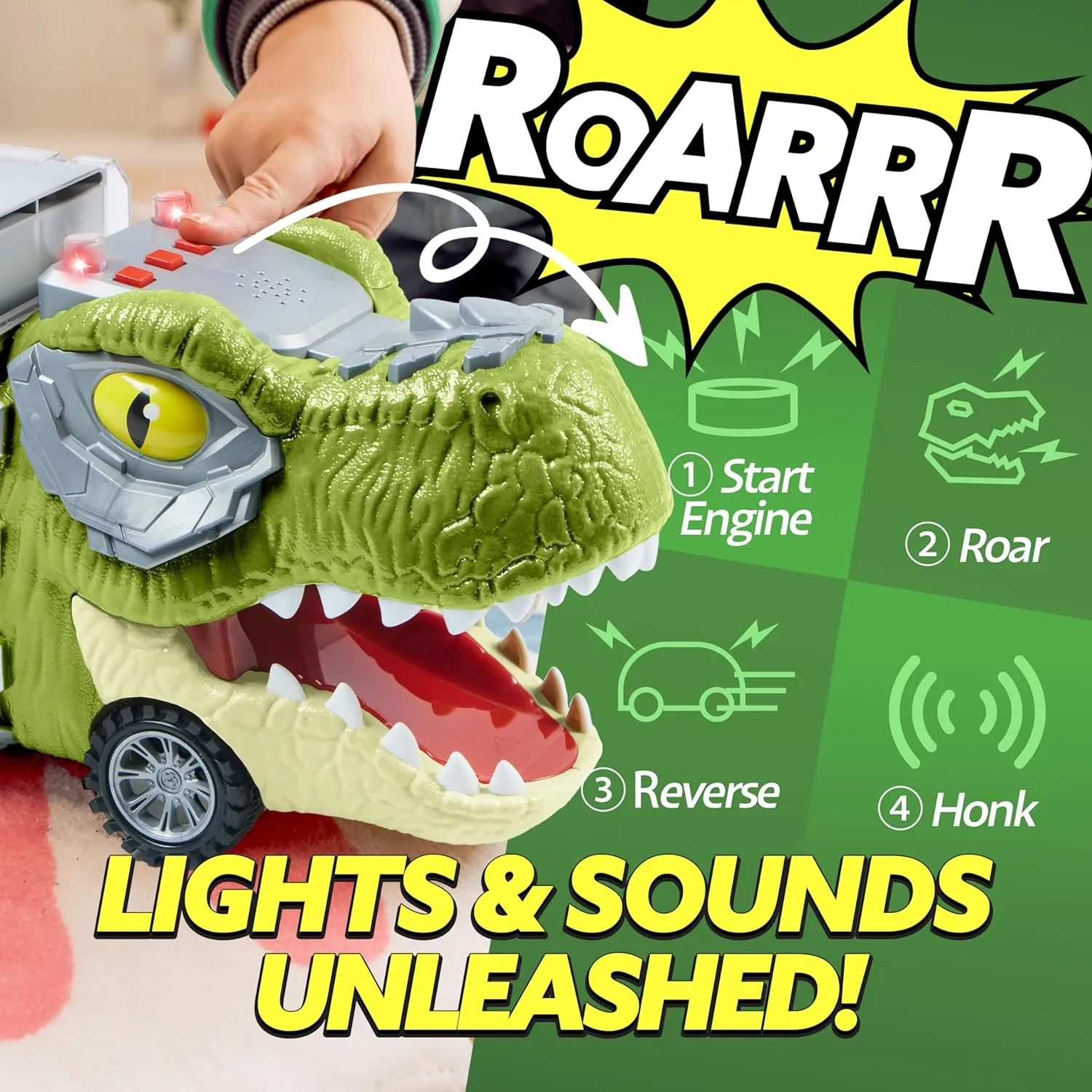 JOYIN 13 in 1 Dinosaur Toys for Kids 3-5, Dinosaur Truck with 12 Pull Back Cars, Small Cars Set, Birthday Gifts Toys for 3 4 5  Year Old Boy, Transport Carrier Truck for Toddlers 3-4 Years