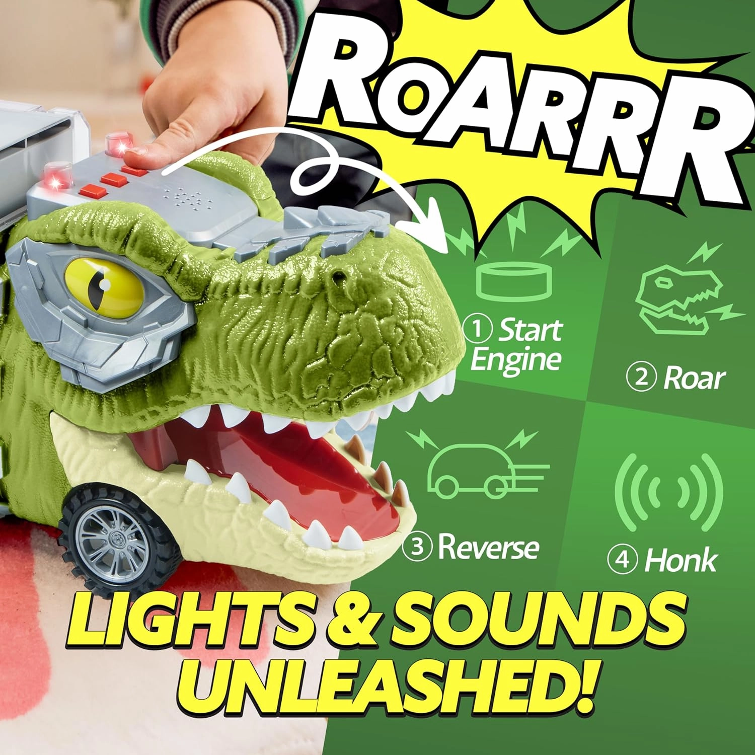 JOYIN 13 in 1 Dinosaur Toys for Kids 3-5, Dinosaur Truck with 12 Pull Back Cars, Small Cars Set, Birthday Gifts Toys for 3 4 5  Year Old Boy, Transport Carrier Truck for Toddlers 3-4 Years