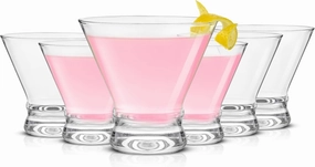 JoyJolt Afina Stemless Martini Glasses Set of 6, 8.5oz Liquor Drinking Glasses for Cocktail and Margarita, Bar Glass Cups, Glass Dessert Cups