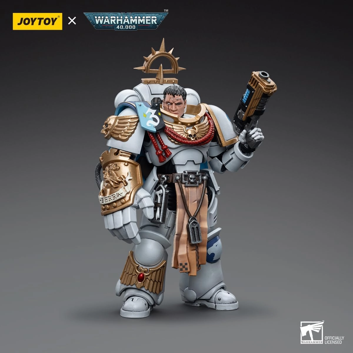 Joytoy 1/18 Action Figure Warhammer 40k Genuine License,Space Marines White Consuls Captain Messinius Blade Collection Model Anime 4 Inch