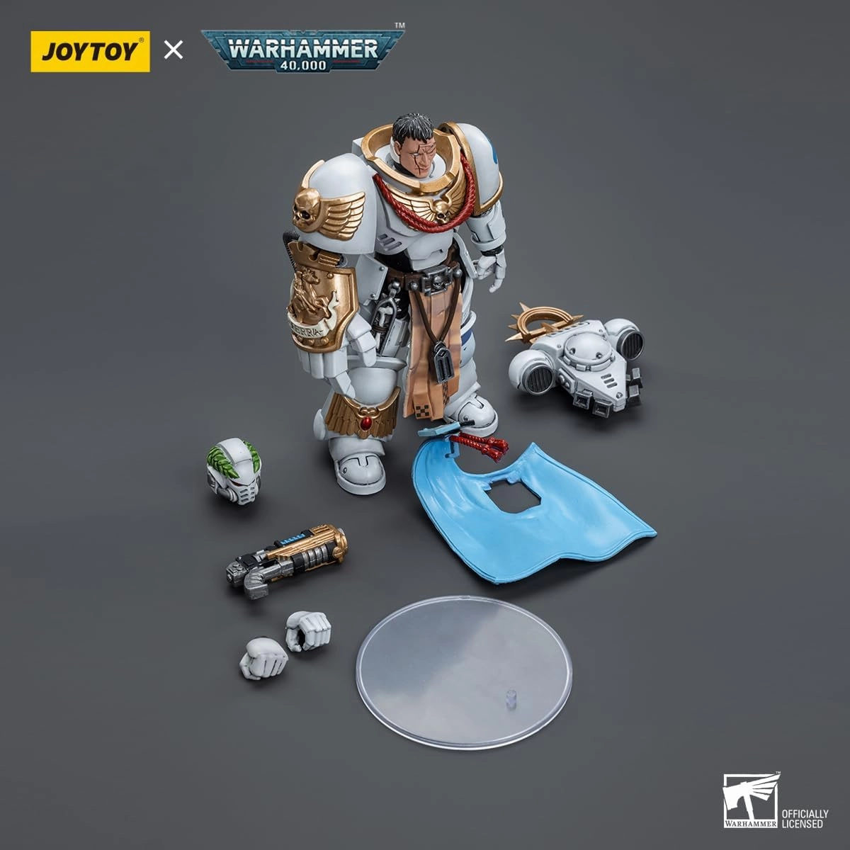 Joytoy 1/18 Action Figure Warhammer 40k Genuine License,Space Marines White Consuls Captain Messinius Blade Collection Model Anime 4 Inch