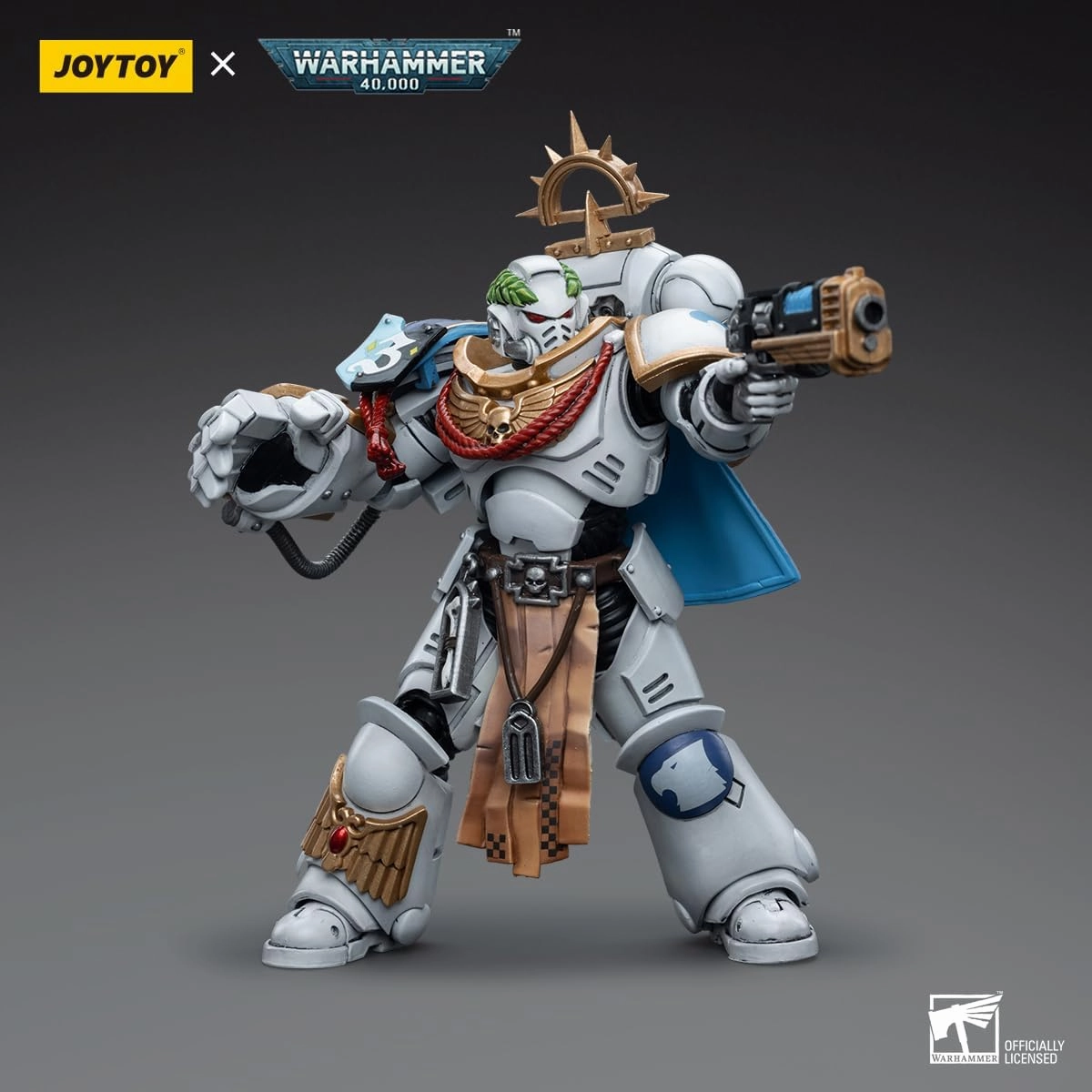 Joytoy 1/18 Action Figure Warhammer 40k Genuine License,Space Marines White Consuls Captain Messinius Blade Collection Model Anime 4 Inch