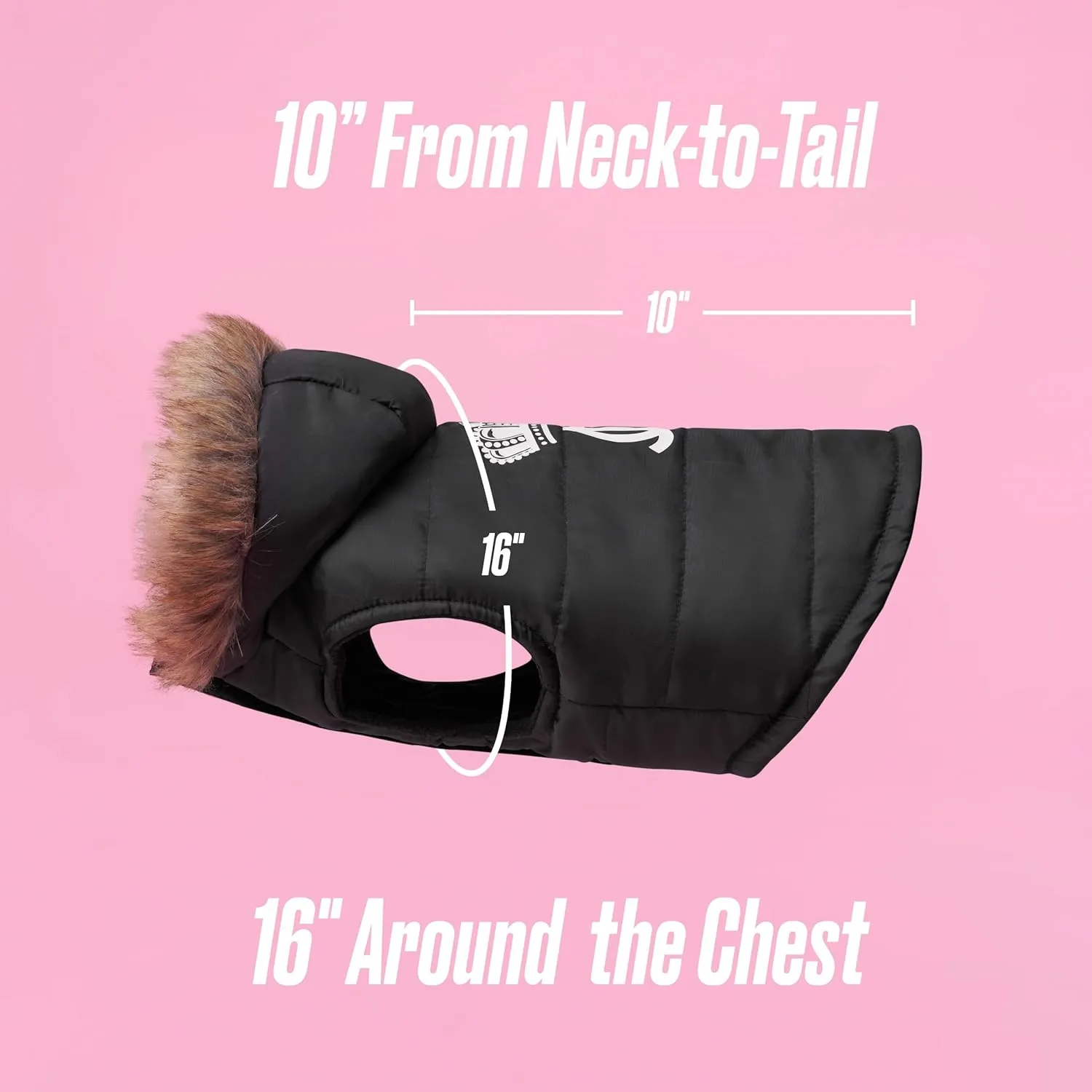 Juicy Couture Faux Fur Hooded Pet Jacket for Dogs and Cats - Black - Extra Small/Small