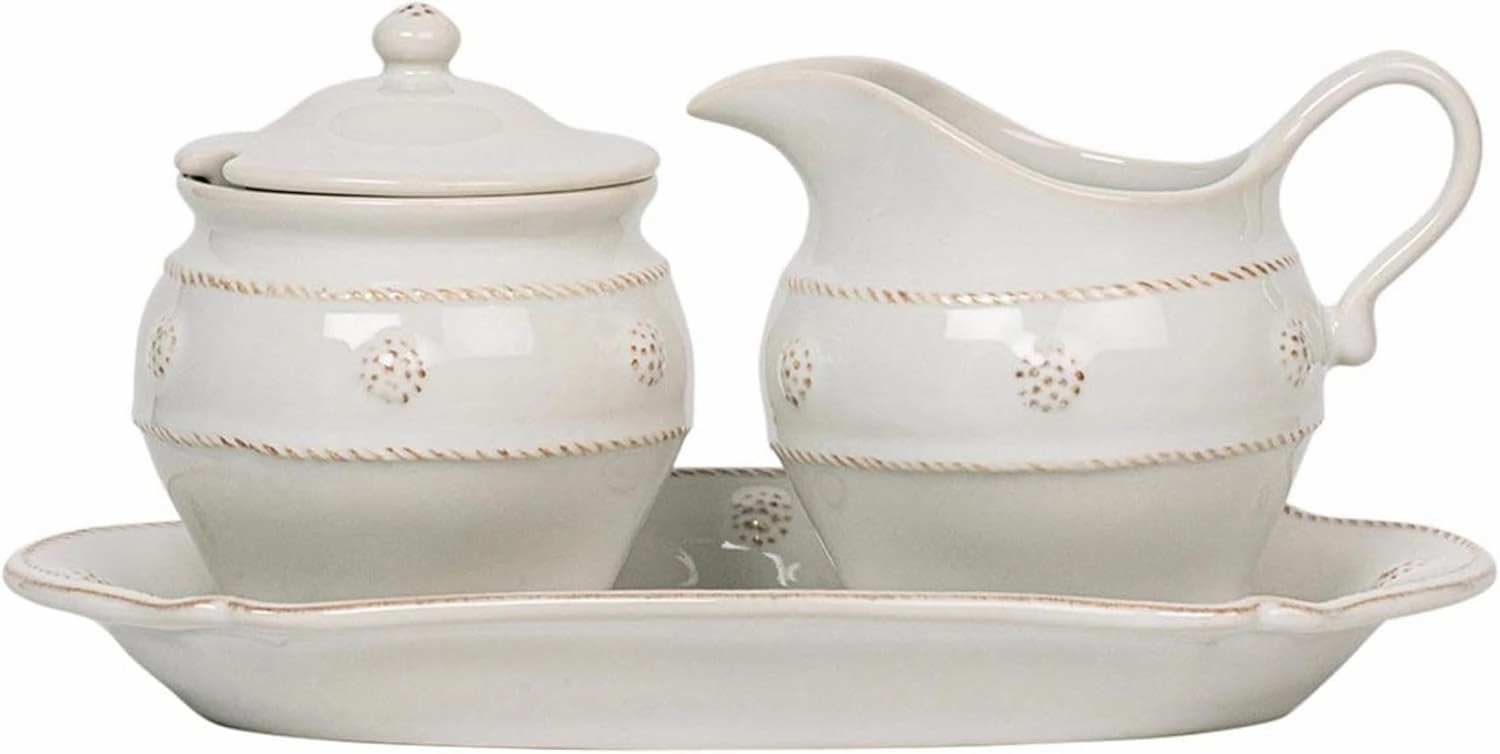 Juliska Berry & Thread Whitewash Tea and Coffee (Sugar and Creamer Set/3pc)
