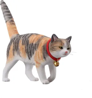 JXK MMOS X Resin Calico Cat Figurine – 1:6 Scale Collectible Cat Sculpture for Indoor Display, Cute Animal Statue for Desk, Shelf, or Gift